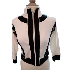 Bebe Sport Crop Top black white zip up jacket size Large